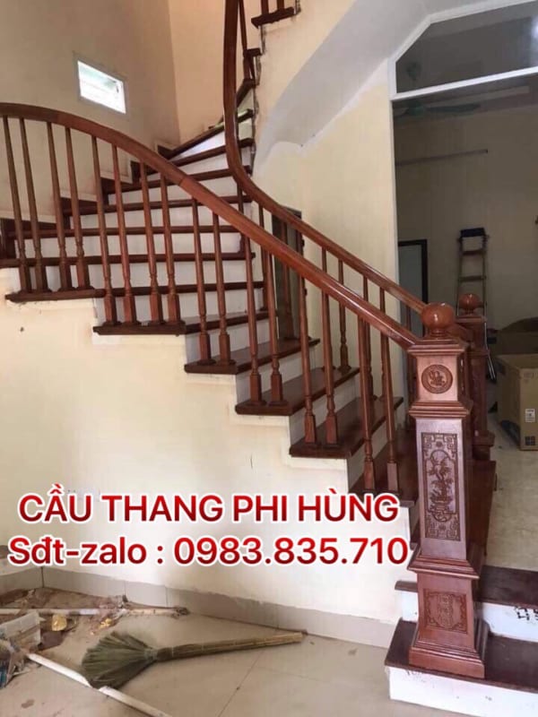 Mẫu cầu thang gỗ Hà Nội, đơn vị thi công cầu thang lan can số 1 Hà Nội