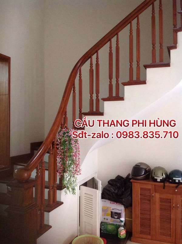 Mẫu cầu thang gỗ đẹp, cầu thang gỗ Hà Nội