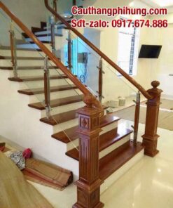 Cầu Thang Kính Gỗ Đẹp Hà Nội, Cầu Thang Kính Đẹp, Hiện Đại, Thi Công Chuyên Nghiệp Uy Tín