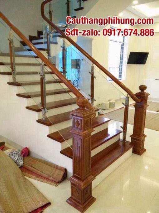 Cầu Thang Kính Gỗ Đẹp Hà Nội, Cầu Thang Kính Đẹp, Hiện Đại, Thi Công Chuyên Nghiệp Uy Tín