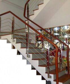 Cầu Thang Inox Tay Vịn Gỗ