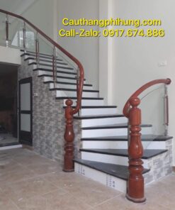 Cầu Thang Kính Gỗ Đẹp 68