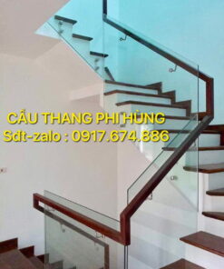Cầu thang kính cầu thang kính gỗ đẹp ở Hà Nội