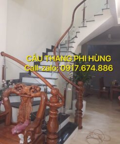 Cầu thang kính cầu thang kính gỗ đẹp