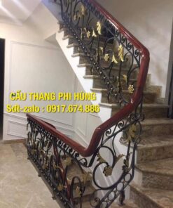 Cầu thang sắt gỗ đẹp Hà Nội, cầu thang sắt nghệ thuật