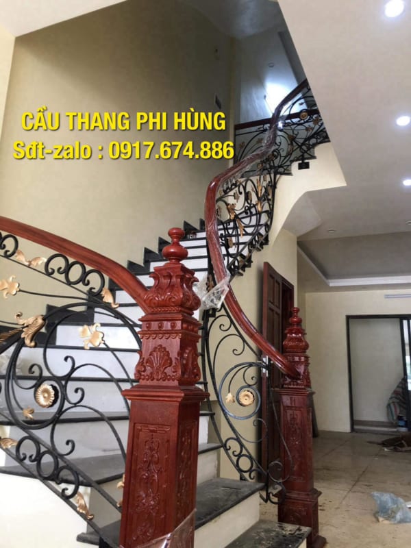 Cầu thang gỗ sắt, cầu thang sắt nghệ thuật