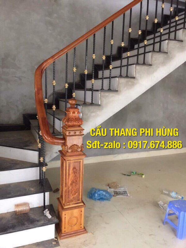 Cầu thang sắt gỗ đẹp, cầu thang sắt nghệ thuật