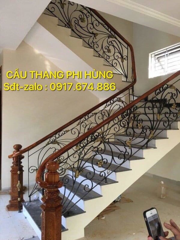 Cầu thang sắt nghệ thuật, cầu thang sắt mỹ thuật, cầu thang lan can sắt nghệ thuật tại Hà Nội