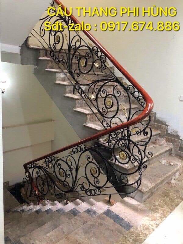 Cầu thang sắt nghệ thuật, cầu thang sắt mỹ thuật, cầu thang lan can sắt nghệ thuật tại Hà Nội