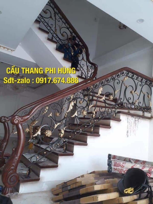 Cầu thang sắt nghệ thuật, cầu thang sắt mỹ thuật, cầu thang lan can sắt nghệ thuật tại Hà Nội