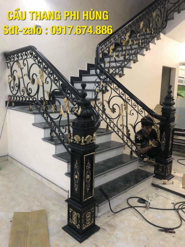 Cầu thang sắt nghệ thuật, cầu thang sắt mỹ thuật, cầu thang lan can sắt nghệ thuật tại Hà Nội
