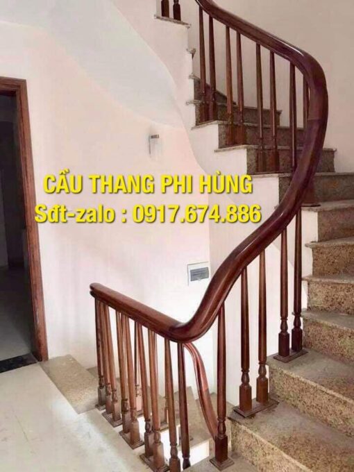 Cầu thang gỗ đẹp, cầu thang con tiện gỗ