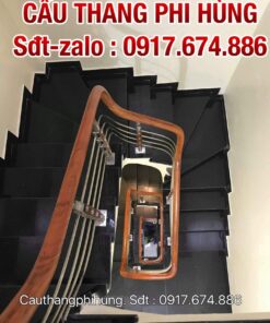 Báo giá cầu thang inox gỗ, Cầu thang inox tay vịn gỗ tại Hà Nội