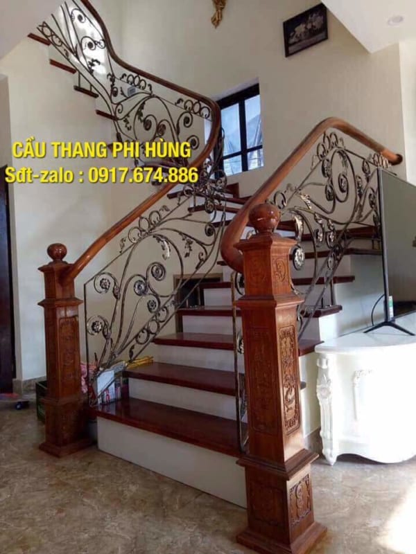 Báo giá cầu thang lan can sắt đẹp nghệ thuật, Cầu thang lan can sắt đẹp