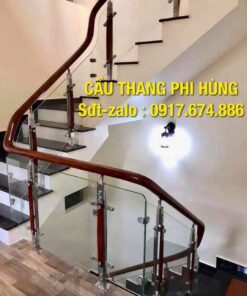 Báo giá cầu thang kính gỗ tại Hà Nội, Cầu thang lan can kính đẹp tại Hà Nội