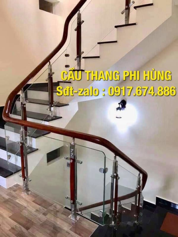 Báo giá cầu thang kính gỗ tại Hà Nội, Cầu thang lan can kính đẹp tại Hà Nội