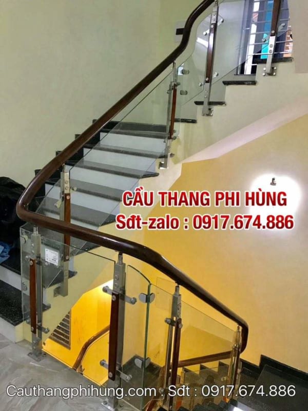 Cầu thang kính gỗ tại Hà Nội, Báo giá cầu thang kính đẹp hiện đại