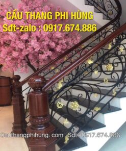Các mẫu cầu thang sắt tại Hà Nội, Các mẫu cầu thang sắt nghệ thuật tay vịn gỗ
