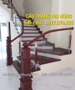 Báo giá cầu thang kính lan can kính gỗ đẹp, Cầu thang kính cường lực tại Hà Nội