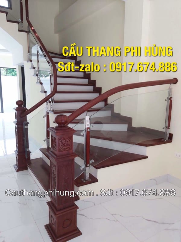 Báo giá cầu thang kính lan can kính gỗ đẹp, Cầu thang kính cường lực tại Hà Nội