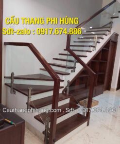 Cầu thang lan can kính gỗ đẹp, Các mẫu cầu thang lan can kính cường lực tại Hà Nội