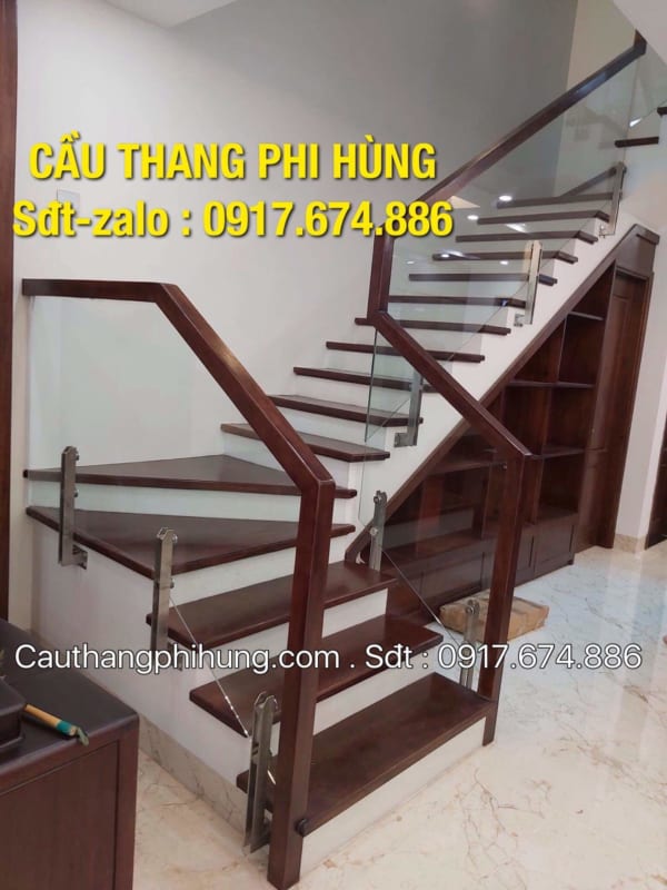 Cầu thang lan can kính gỗ đẹp, Các mẫu cầu thang lan can kính cường lực tại Hà Nội