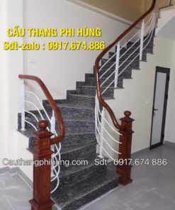 Báo giá cầu thang lan can sắt tay vịn gỗ, Cầu thang sắt gỗ đẹp nhất năm 2020