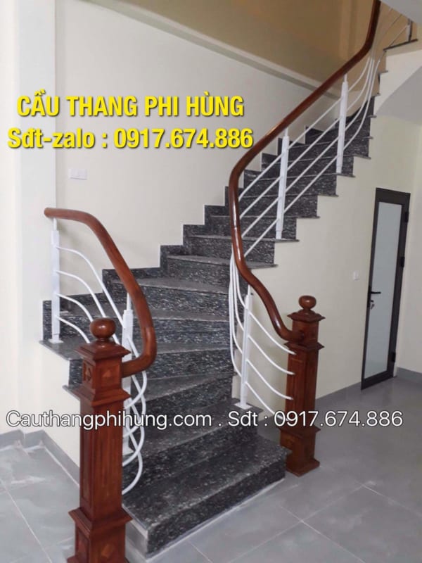 Báo giá cầu thang lan can sắt tay vịn gỗ, Cầu thang sắt gỗ đẹp nhất năm 2020