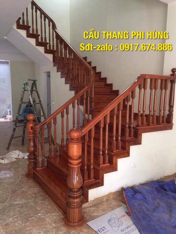 Cầu thang gỗ đẹp, Cầu thang con tiện gỗ Lim Nam Phi