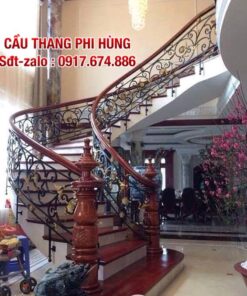 Xem ngay 89 mẫu cầu thang sắt tay vịn gỗ, Cầu thang lan can sắt nghệ thuật