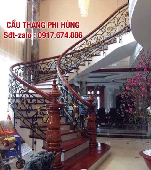 Xem ngay 89 mẫu cầu thang sắt tay vịn gỗ, Cầu thang lan can sắt nghệ thuật