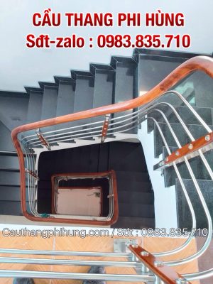 Tổng hợp các mẫu cầu thang lan can inox tay vịn gỗ, Lan can cầu thang inox tay vịn nhựa đẹp nhất
