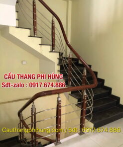 Báo giá cầu thang inox tay vịn gỗ, Lan can cầu thang inox tay vịn nhựa tại Hà Nội