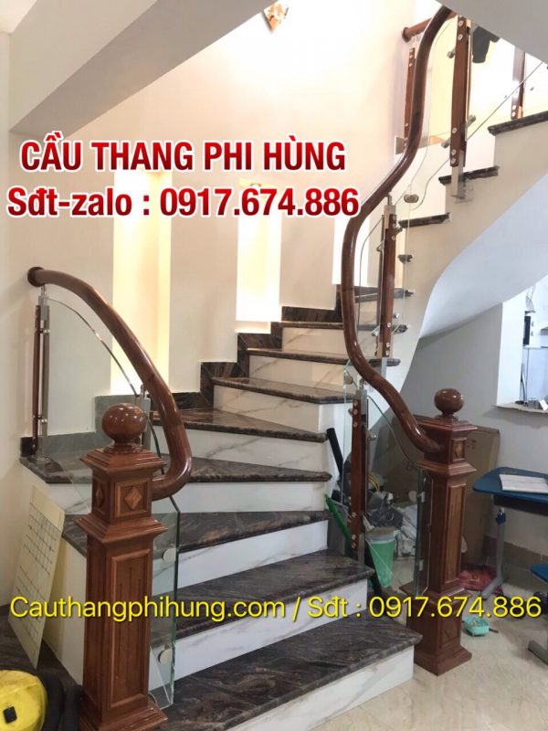 699 mẫu cầu thang kính cường lực tay vịn gỗ đẹp nhất tại Hà Nội