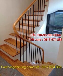 Tổng hợp 138 mẫu cầu thang lan can sắt nghệ thuật, Cầu thang sắt tay vịn gỗ đẹp tại Hà Nội