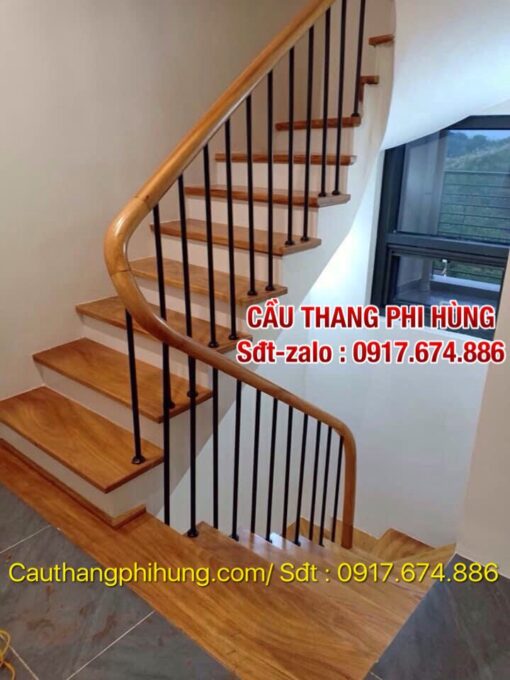 Tổng hợp 138 mẫu cầu thang lan can sắt nghệ thuật, Cầu thang sắt tay vịn gỗ đẹp tại Hà Nội
