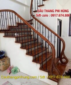 Top 1000 mẫu lan can cầu thang sắt đẹp tay vịn gỗ, Báo giá cầu thang sắt mỹ thuật, Cầu thang sắt nghệ thuật tại Hà Nội