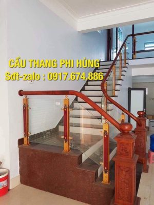 Tổng hợp các mẫu lan can cầu thang kính đẹp tay vịn gỗ, Lan can cầu thang kính cường lực hiện đại tại Hà Nam, Ninh Bình