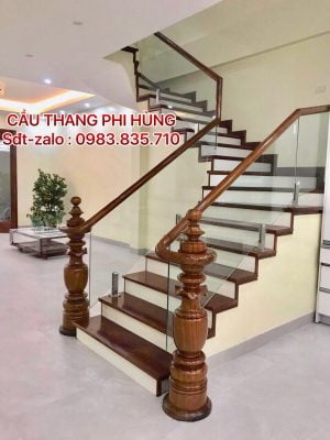 CÁC MẪU LAN CAN CẦU THANG KÍNH GỖ ĐẸP