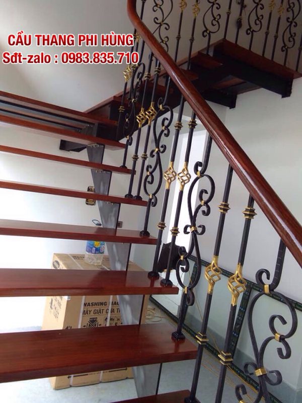 Lan can cầu thang xương cá đẹp cho nhà hiện đại