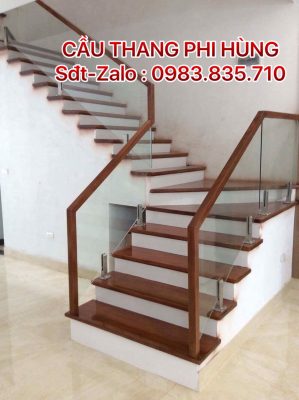 CẦU THANG GỖ KÍNH ĐẸP HÀ NỘI