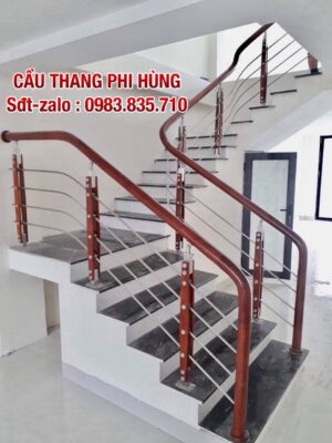 CẦU THANG INOX TẠI HÀ NỘI . CẦU THANG INOX TAY VỊN GỖ ĐẸP