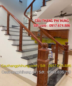 Cầu Thang Kính Tay Vịn Gỗ Đẹp . Lan Can Cầu Thang Kính Đẹp Tại Hà Nội