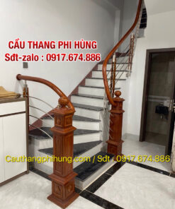 Cầu Thang Inox Tay Vịn Gỗ Đẹp . Cầu Thang Inox Tại Hà Nội