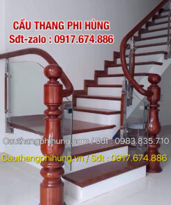 Cầu Thang Kính Cường Lực Đẹp . Mẫu Cầu Thang Kính Tay Vịn Gỗ