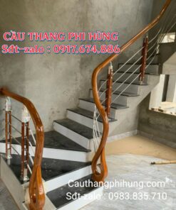 Cầu Thang Inox Tay Vịn Gỗ Đẹp . Mẫu Cầu Thang Gỗ Inox Tại Hà Nội