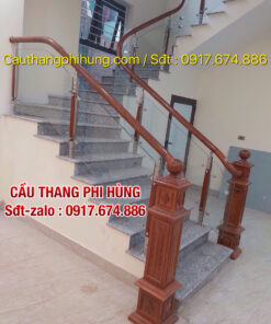Cầu Thang Kính Đẹp Tay Vịn Gỗ . Cầu Thang Kính Cường Lực Tại Hà Nội