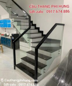 Cầu Thang Kính Gỗ Đẹp Hiện Đại. Tay Vịn Cầu Thang Kính Đẹp Hà Nội
