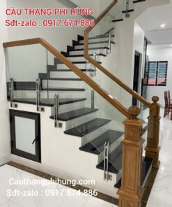 Cầu Thang Kính Đẹp Tay Vịn Gỗ . Mẫu Cầu Thang Kính Gỗ Đẹp Hiện Đại