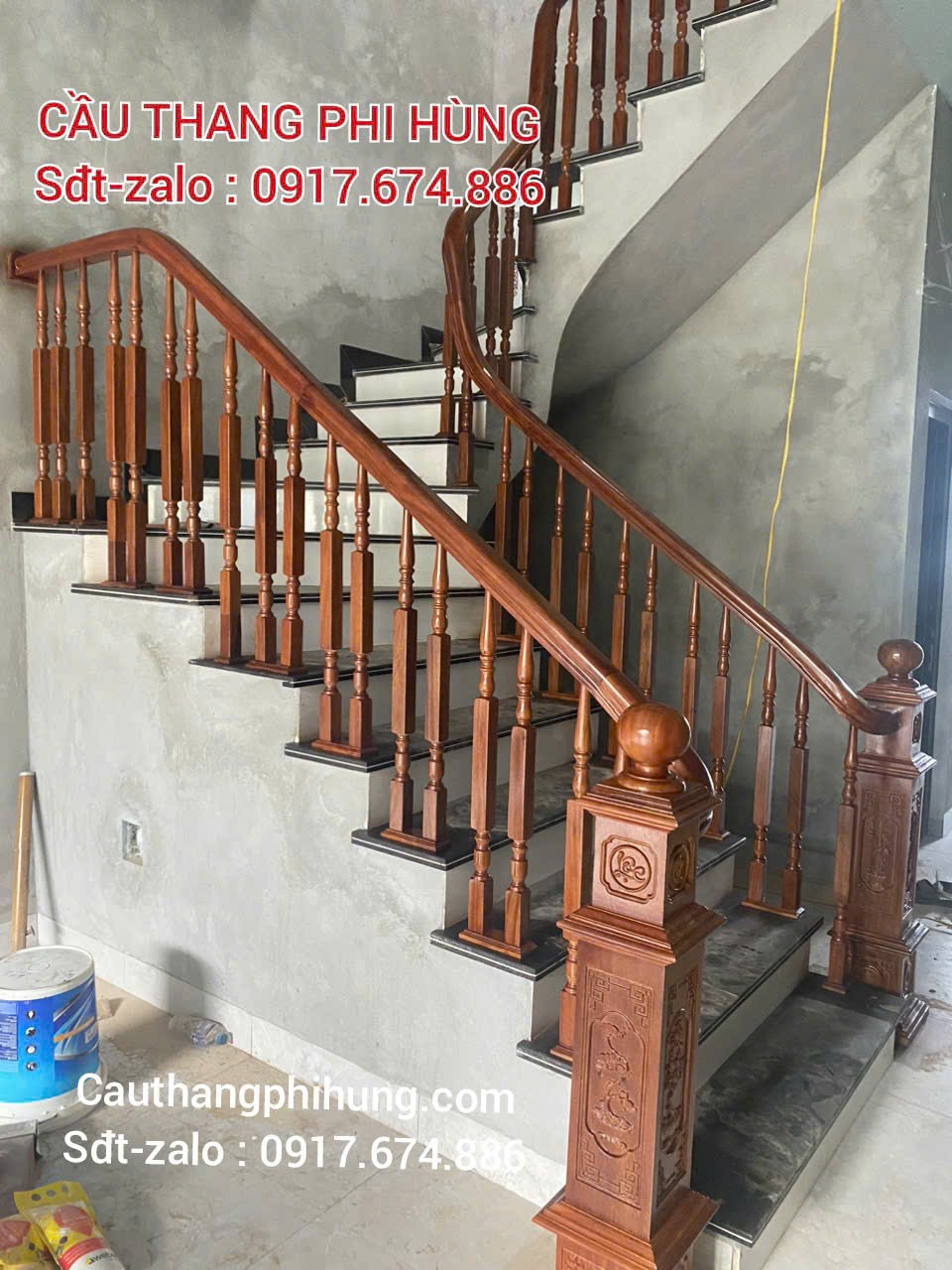 Cầu Thang Gỗ Đẹp Tại Hà Nội . Mẫu Cầu Thang Con Tiện Gỗ